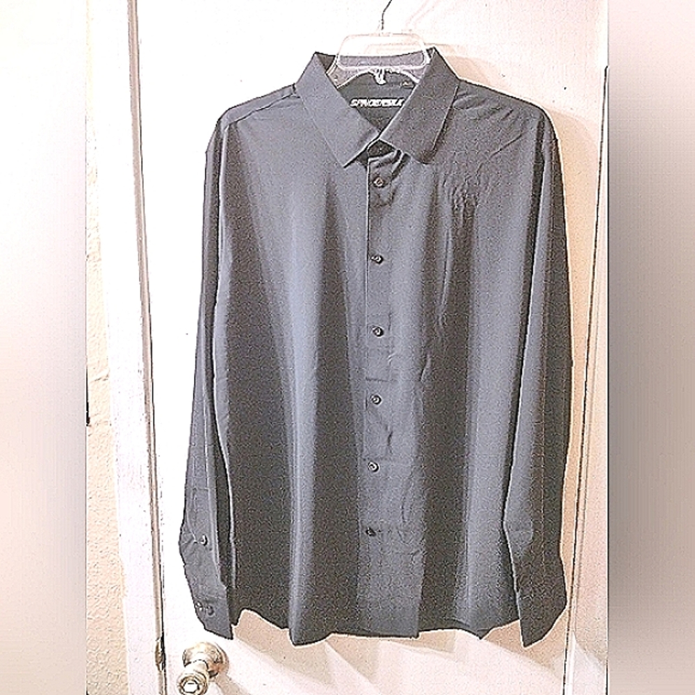 Spaidersilk Men's Button Up Long Sleeve Slim Fit Shirt Black